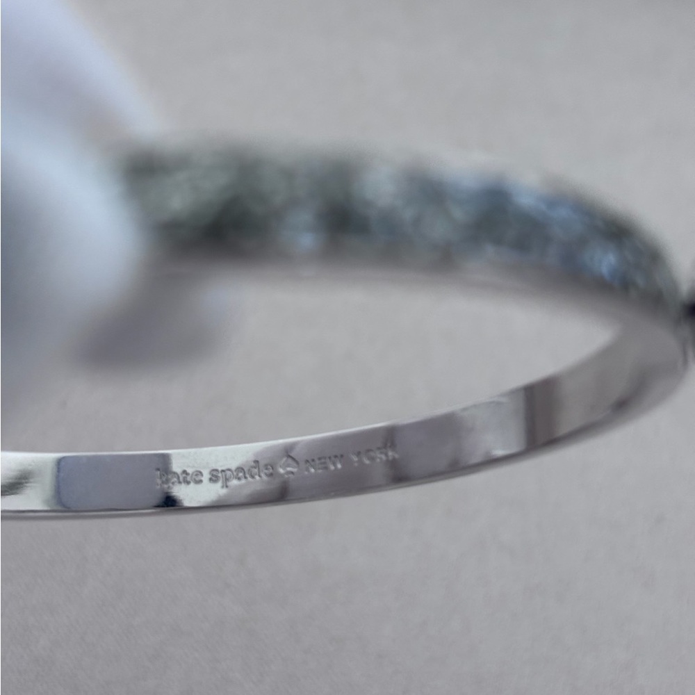 Kate Spade New York Silver-Tone Everyday Spade Glitter Enamel Bangle Bracelet - Picture 2 of 7
